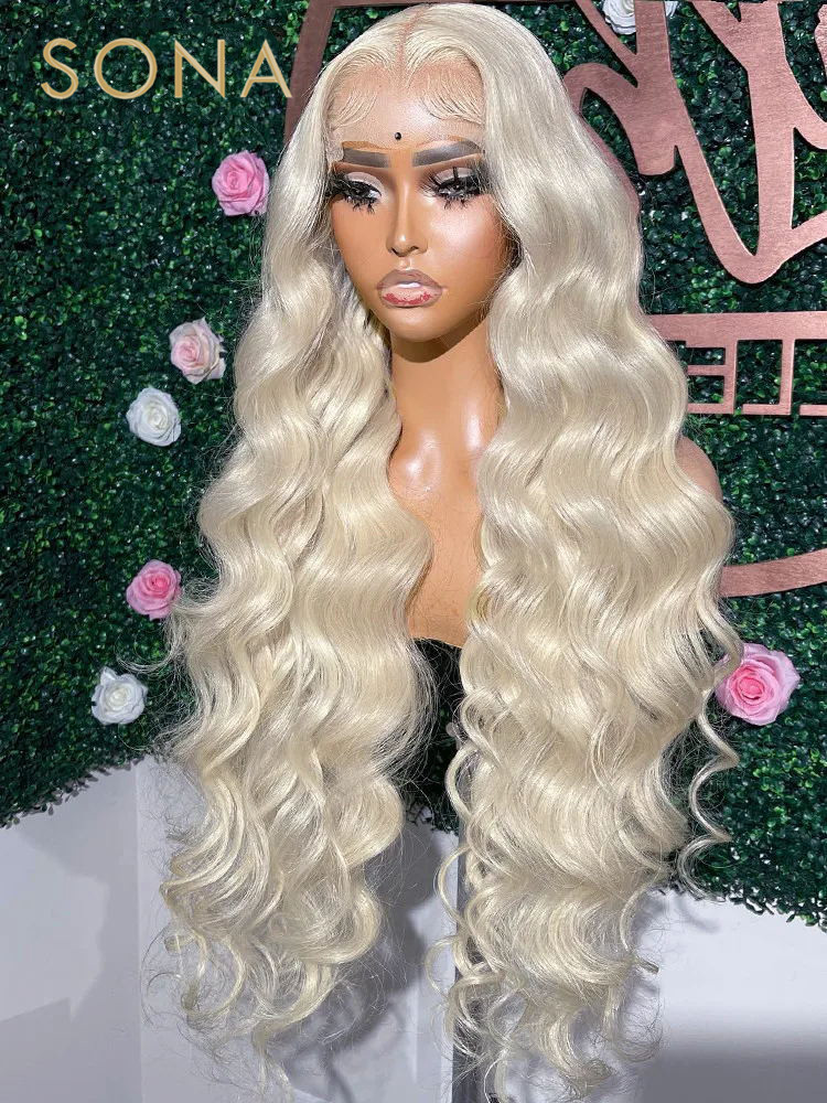 # Pelucas delanteras de encaje rubio ceniza platino de 60 colores, cabello humano blanco 13X6 HD, peluca Frontal de encaje transparente para mujeres prearrancadas