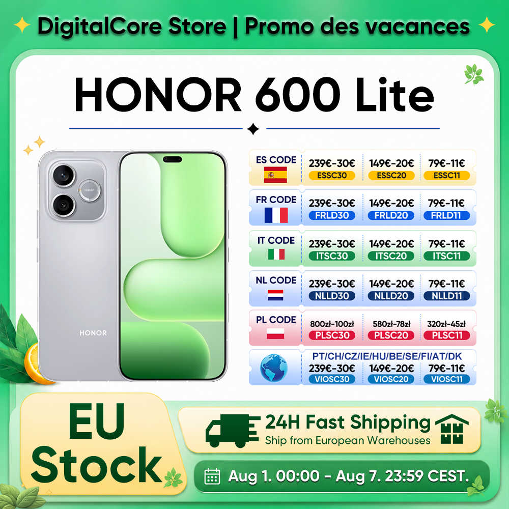 HONOR 600 Lite 5G Smartphone Versione EU MediaTek Dimensity 7100 Elite 6.6โ 120Hz AMOLED 6520mAh 45W SuperCharge Fotocamera AI da 108MP