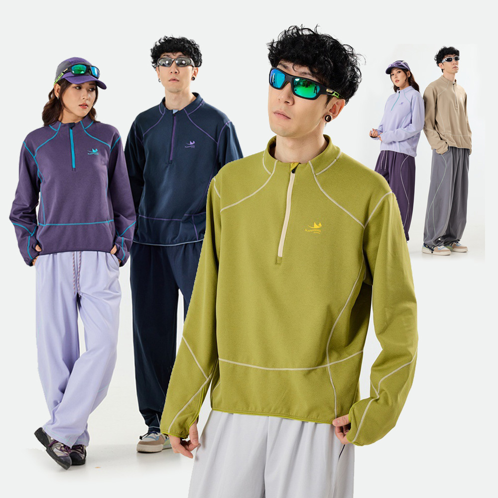 Camiseta Deportiva de Manga Larga de Secado Rápido con Cuello Alto para Hombre y Mujer, Camiseta Holgada de Moda para Ciclismo y Running, Camisetas Unisex