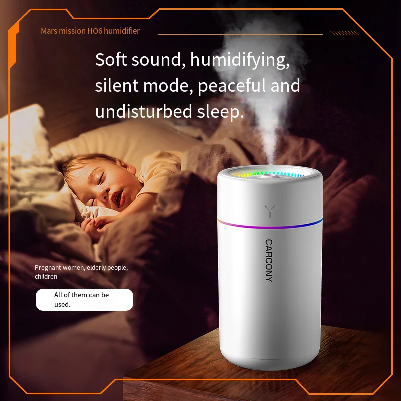Humidificador de aire de 280ML, gran volumen de niebla, luz de ambiente colorida, difusor de aroma silencioso, aceites esenciales, aromaterapia para el hogar y el coche