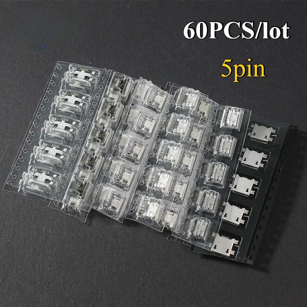 Assortiment de connecteurs de prise Micro USB 5 broches, 60 pièces, 12 modèles, Kit électronique SMD DIP