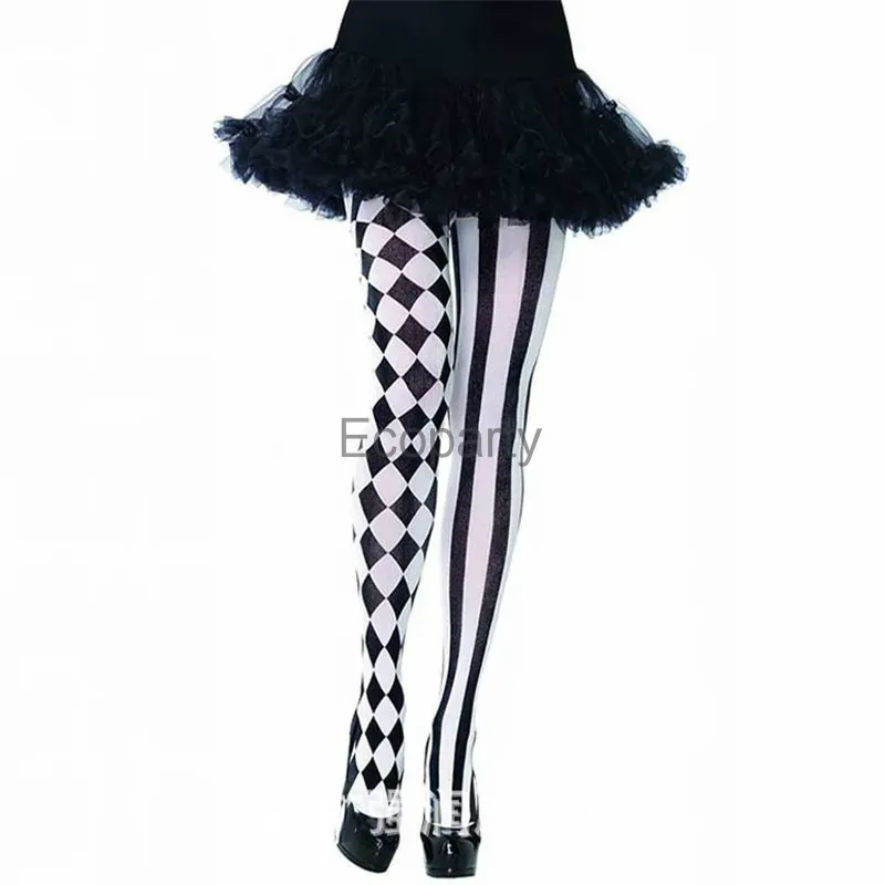 NEWApparel женские колготки в готическом стиле, чулки клоуна, вечерние косплей, клетчатые полосатые эластичные леггинсы, колготки для Рождества, Хэллоуина