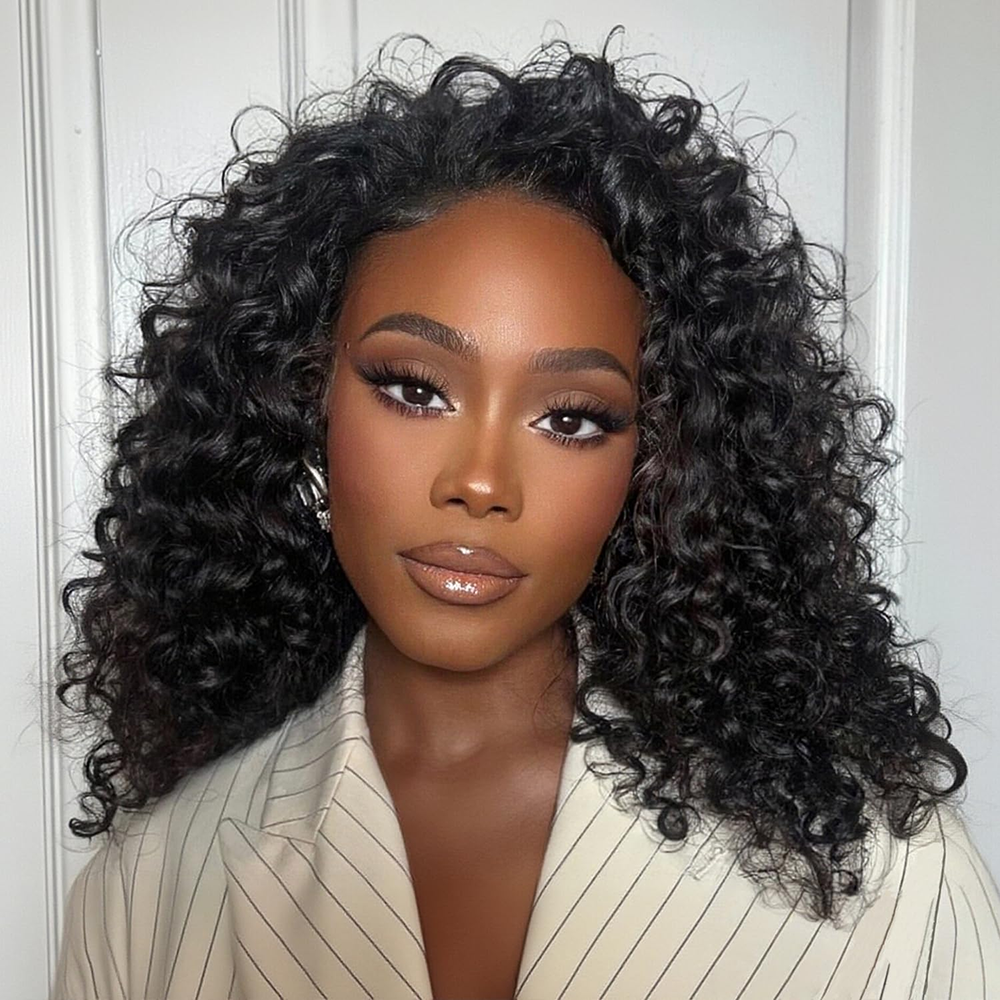 3 In 1 Human Hair Half Wig Glueless Drawstring Clip In Kinky Curly Headband Wig Natural Color Seamless Natural Looking For Women
