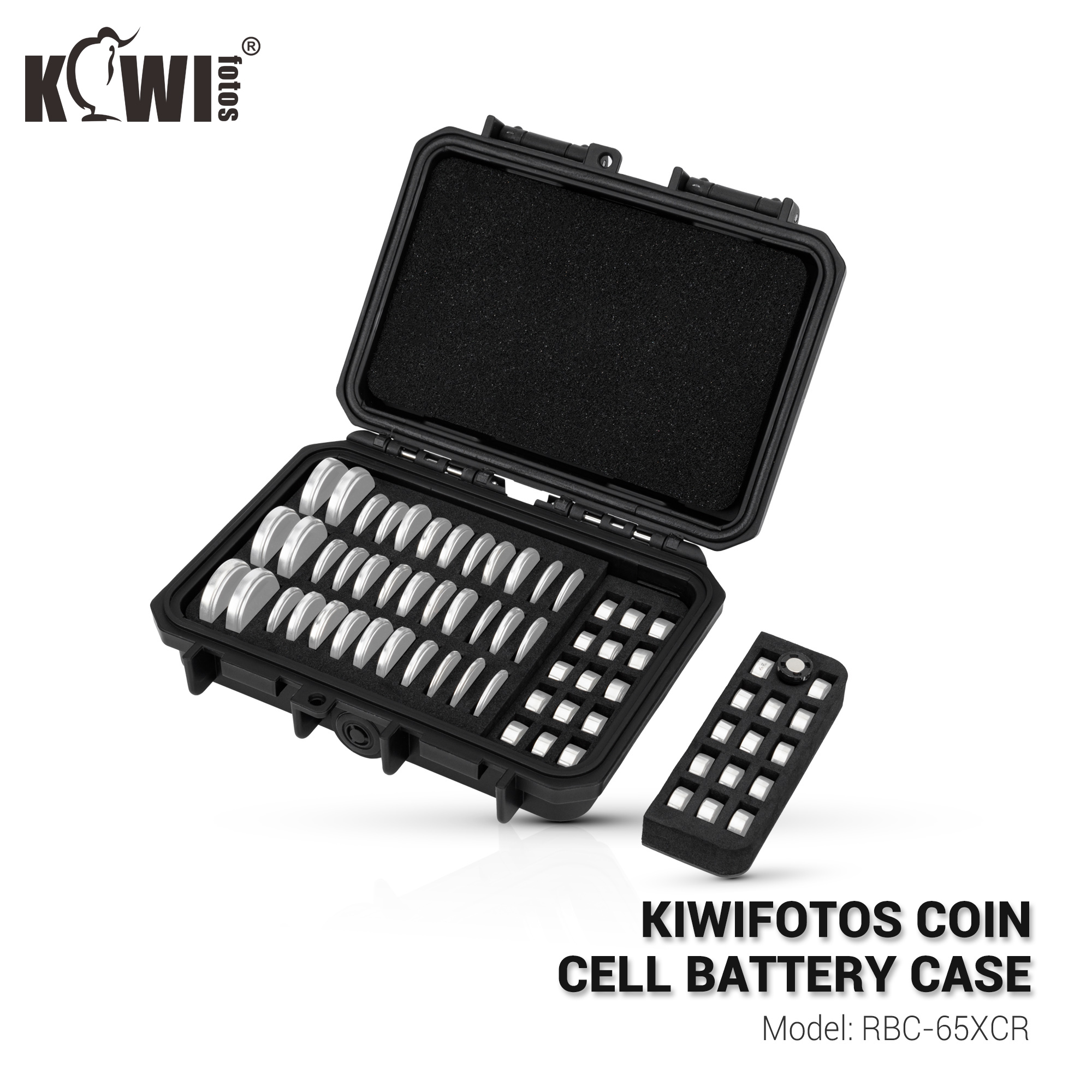 Boîtier de pile bouton à 65 emplacements, pour CR2450/CR2430/CR2412/CR2354/CR2335/CR2330/CR2325/CR2032/CR2025/CR2016/LR44/LR43/LR1130