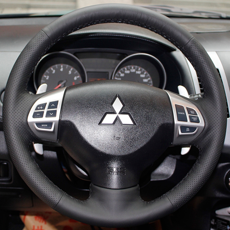 Funda de cuero Artificial para volante de Mitsubishi Lancer X 10 2007-2015 Outlander 2006-2013 ASX 2010-2013 Colt, cosida a mano