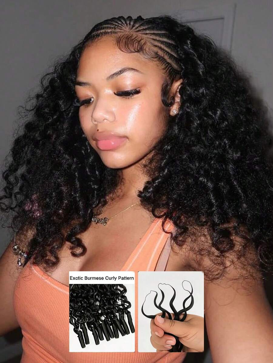 Smilegirl 12A Extensiones de Cabello Humano Rizado Birmano con Ganchillo, 100% Cabello Humano Real Pre-Separado, Invisible, Sin Nudos, Negro Natural, Ligero, Reutilizable, Trenzas Boho de Ganchillo, Paquetes de Cabello para Mujeres Africanas