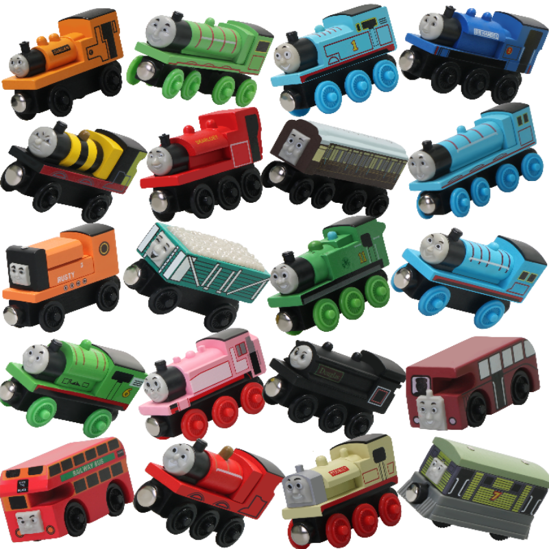 โทมัสและเพื่อนๆรถไฟไม้แม่เหล็กเชื่อมต่อติดตามรถไฟของเล่นHandle Molley Lady Diesol Oliver Donaldของเล่นเพื่อการศึกษา