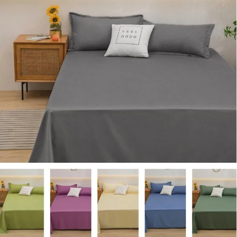 1 pc lençol plano para cama de casal liso cor sólida lençóis superiores único/queen/king lençóis planos macios para casa