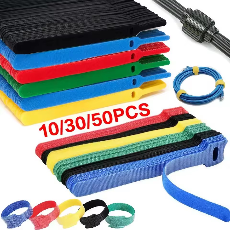 Organizador de cables reutilizable, bridas de gancho y bucle, gestión de cables, enrollador de cables, Protector de cinta, accesorios para teléfono, 10/30/50 Uds.
