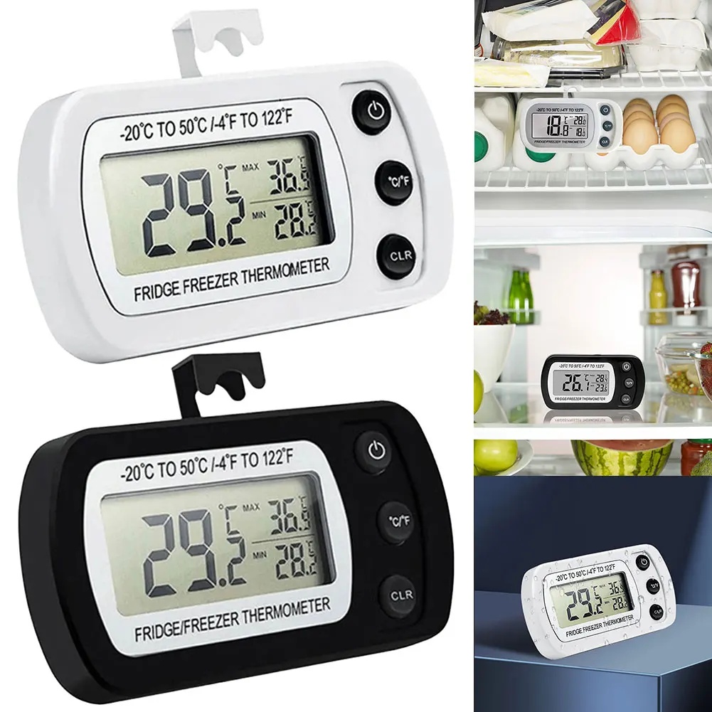 Fridge Thermometer With Hook Anti-Humidity Refrigerator Freezer Electric LCD Display Digital Thermometer Temperature Monitor