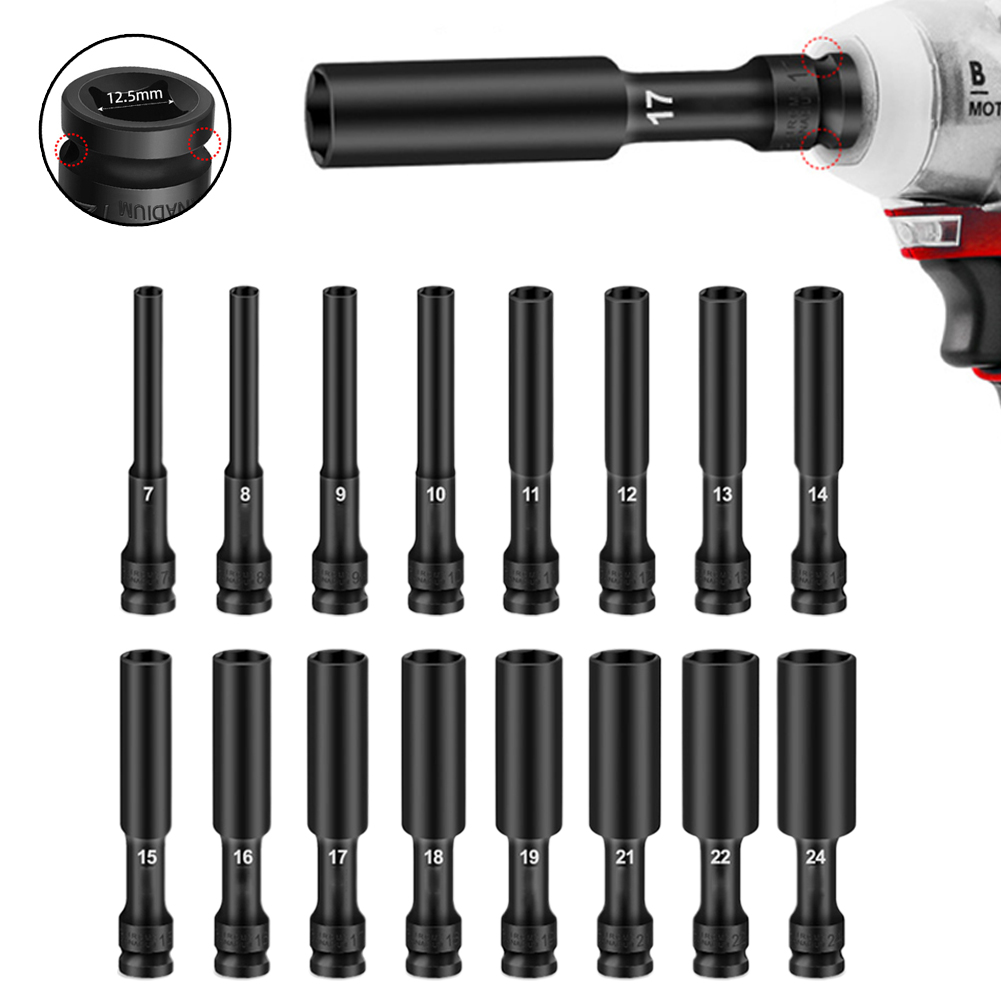 1 szt. Zestaw nasadek udarowych 1/2 napęd metryczny klucz udarowy z łbem sześciokątnym 8-24mm uniwersalny Adapter klucz konwerterowy