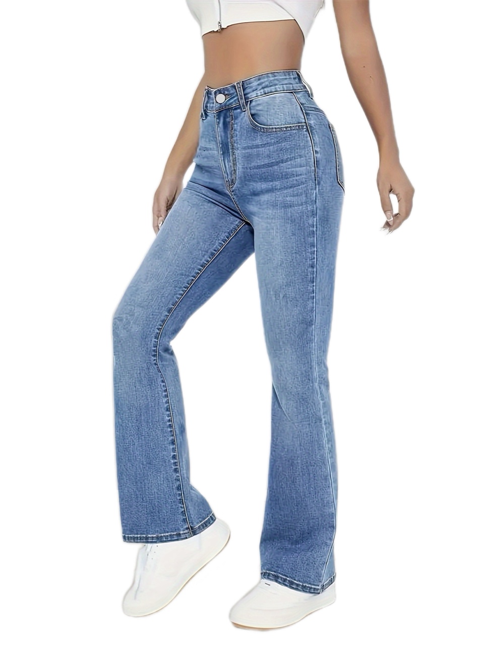 Calças femininas casuais streetwear cintura alta perna larga queimado calças soltas ajuste confortável caminhada diária denim