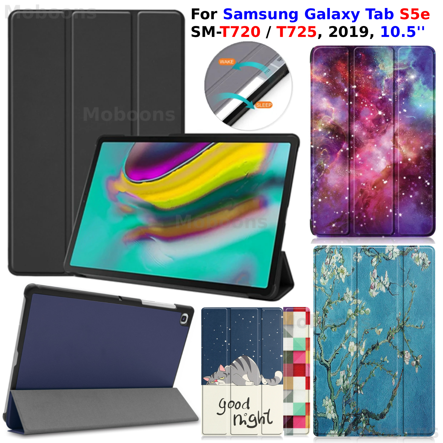 Etui na Samsung Galaxy Tab S5e 10.5'' SM-T720/T725 2019 Automatyczne Budzenie/Uśpienie Skórzane PU Slim Trójdzielne Etui z Funkcją Stojaka na Tablet Funda