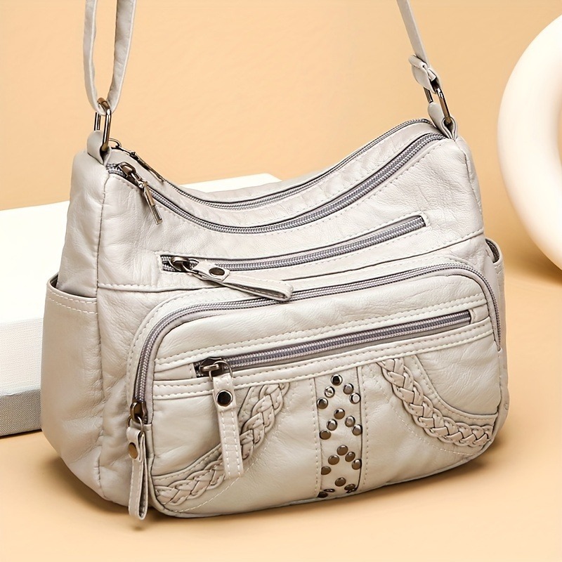1 stks PU Leer Zacht Multi-Pocket Crossbody Tas Grote Capaciteit Minimalistische Casual Schouder Modieuze schoudertas