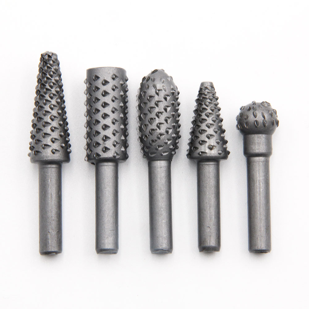 5pc Silver Woodworking Wolf Tooth Stick Rotary File DIY Grinding Tool Accessories Set Electric Grinding Head Tools