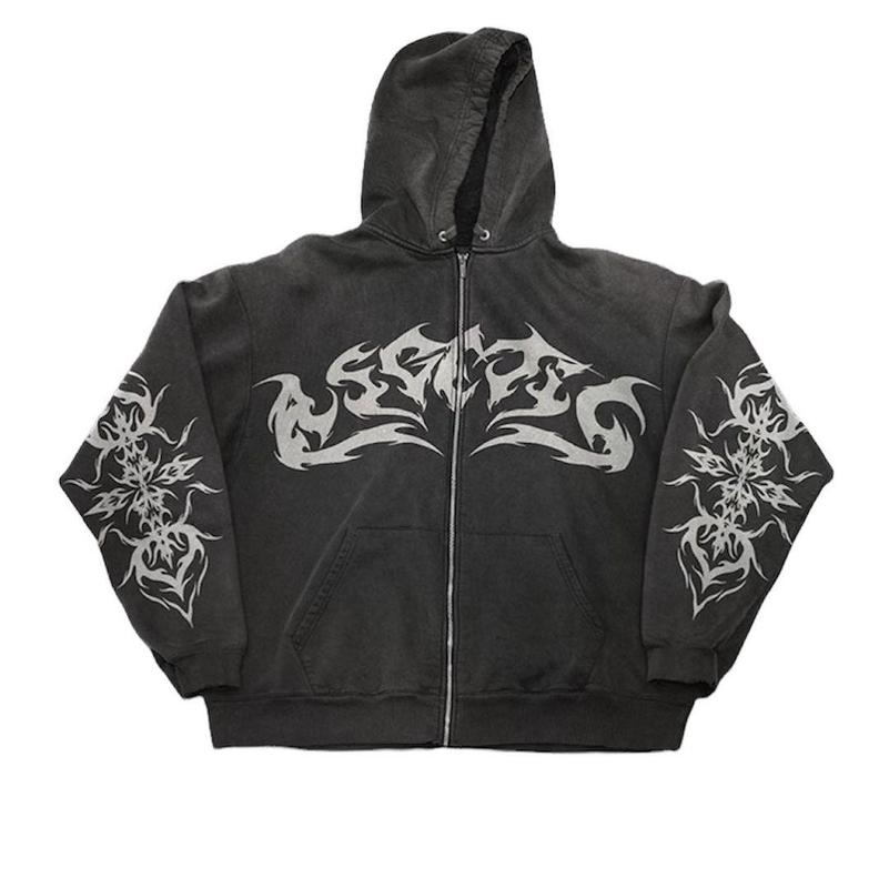 Ropa Retro urbana con estampado de llama para mujer, sudadera de gran tamaño Y2K, gótico, Punk, Harajuku, Top informal, Sudadera con capucha holgada con cremallera para mujer
