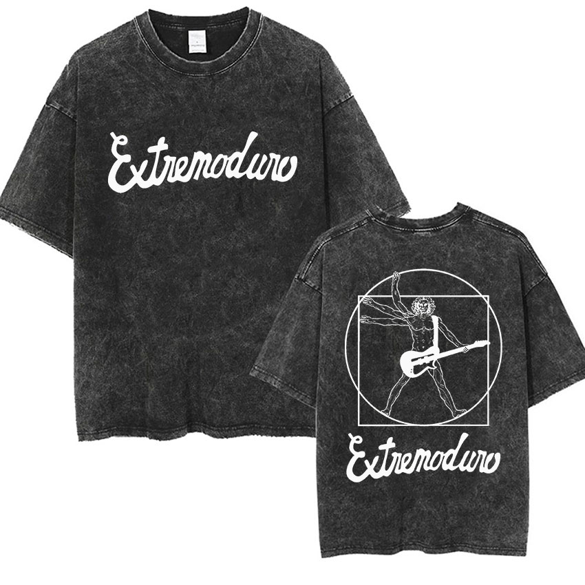 Rock Band EXTREMODURO Tour 2025 Vintage lavé t-shirts hommes Punk Pop musique à manches courtes T-shirt Hip Hop gothique vêtements T-shirt
