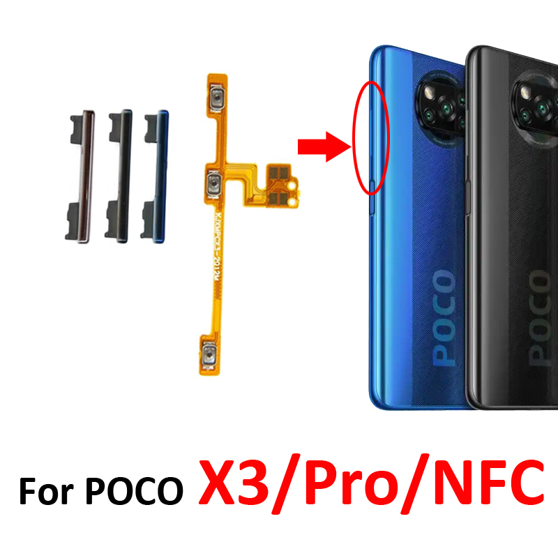 Для Xiaomi Poco Pocophone X3 NFC X3 Pro Боковая кнопка громкости Управление питанием звука Боковая клавиша Внутренний гибкий кабель Ремонтные детали