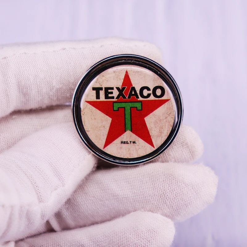 Texaco Gas Vintage Zeichen Pin Button Brosche