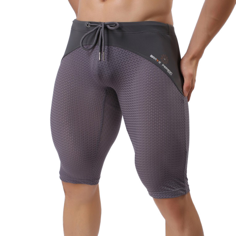 Einfarbige, atmungsaktive, kurze Herrenhose aus Nylon-Mesh, Sporthose, lässige Strandhose, schnell trocknend, B2240