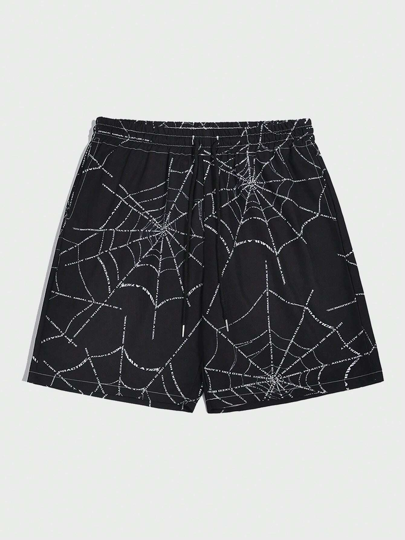Goth Men Simple Spider Web Print Shorts Męskie kąpielówki Elastyczna talia Nadruk 3D Gradient Oddychająca krótka odzież uliczna Polyster