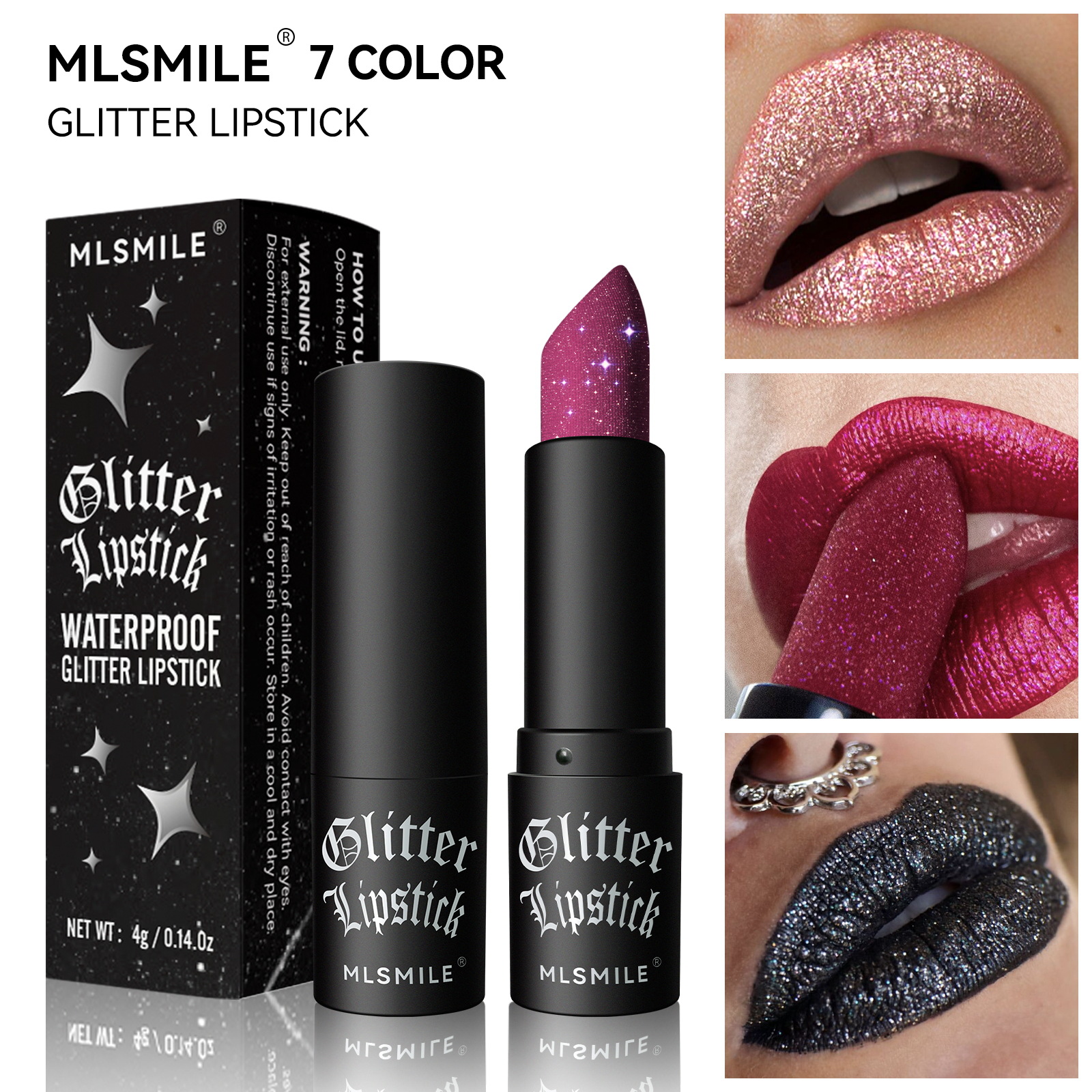 MLSMILE Multi-Color Non-stick Cup Matte Lipstick Flash Lasting Easy Color Diamond Lipstick Donkere Halloween-look