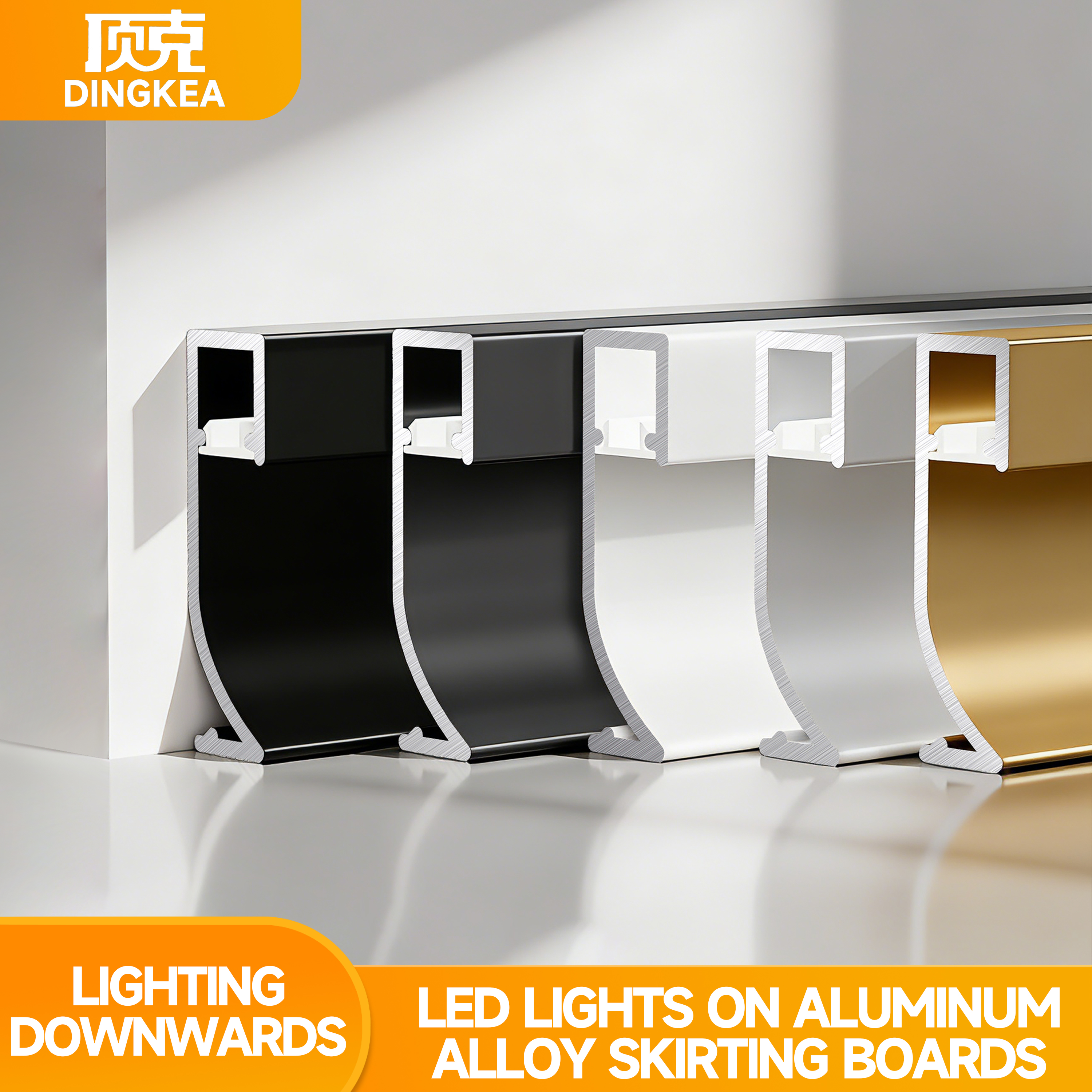 Perfil de aluminio para zócalo de 50 cm, 6 piezas, perfil de aluminio LED para decoración del hogar, tira de borde para cubrir el zócalo de pared y suelo, fijación con pegamento.