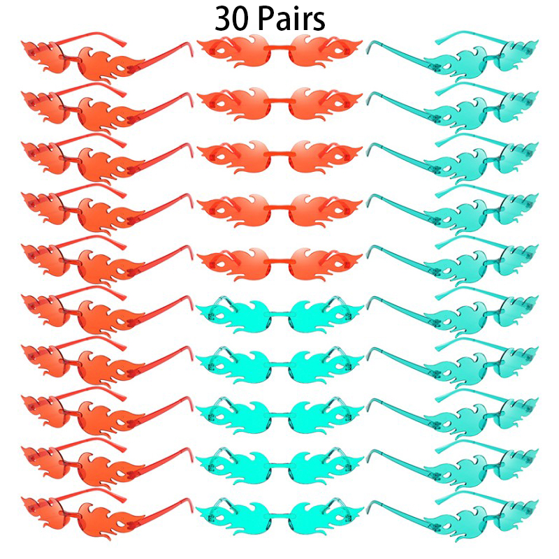 30 pares de gafas de sol sin montura en forma de llama, moda de Color caramelo, decoración para vacaciones en la playa, gafas de sol de diseño de marca de moda, tonos Rave