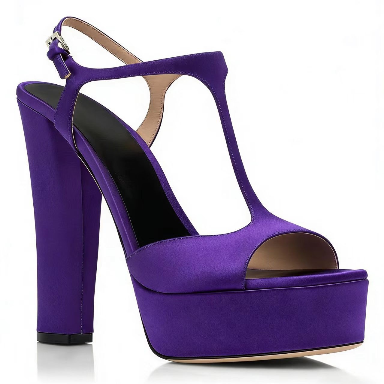 2026 Nieuwe Zomer Dames Platform Sandalen Peep Toe Chunky Heel Hoge Hak Enkelbandje Enkelgesp Mode Party Sandalen