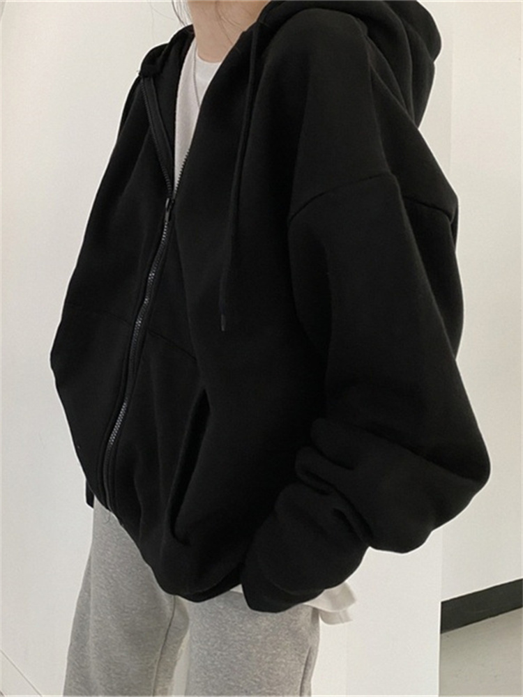 Sudadera con capucha y cremallera para mujer, moda coreana, Tops de manga larga, sudaderas con capucha informales Y2K, ropa de calle, chaquetas holgadas Harajuku, abrigos