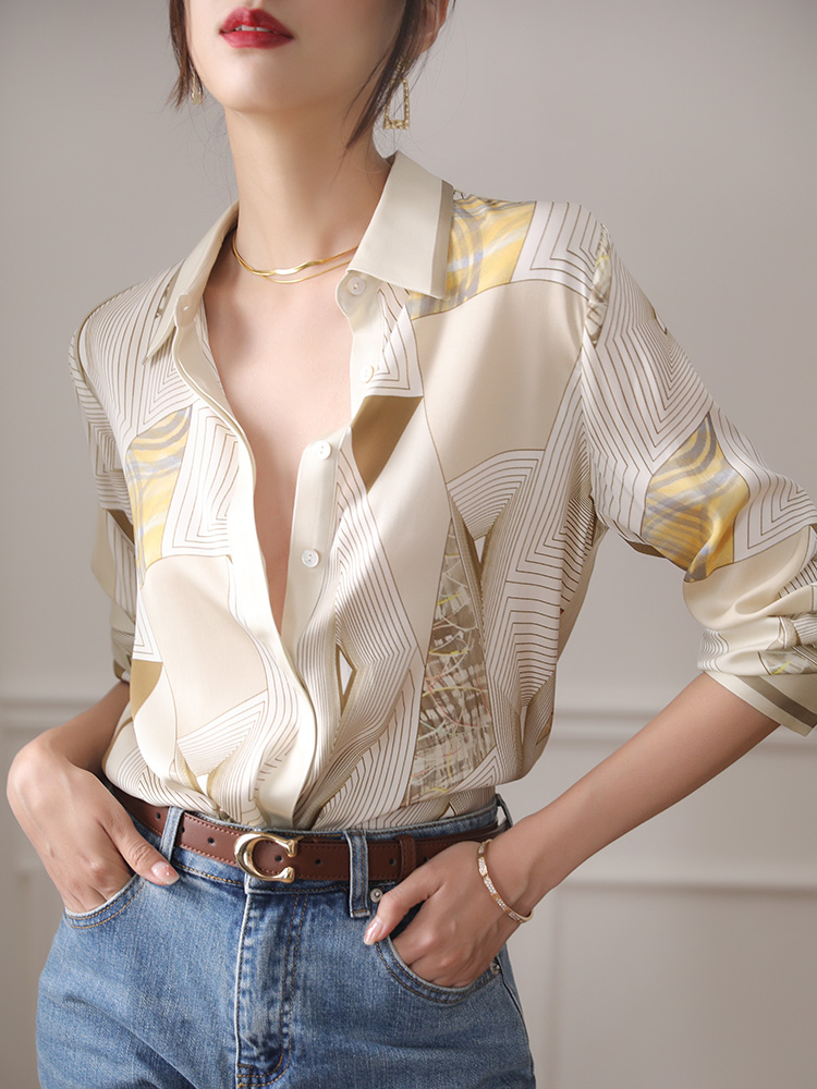Moda impressão senhoras camisas novas blusas femininas elegantes primavera outono camisas de manga longa topos blusas mujer