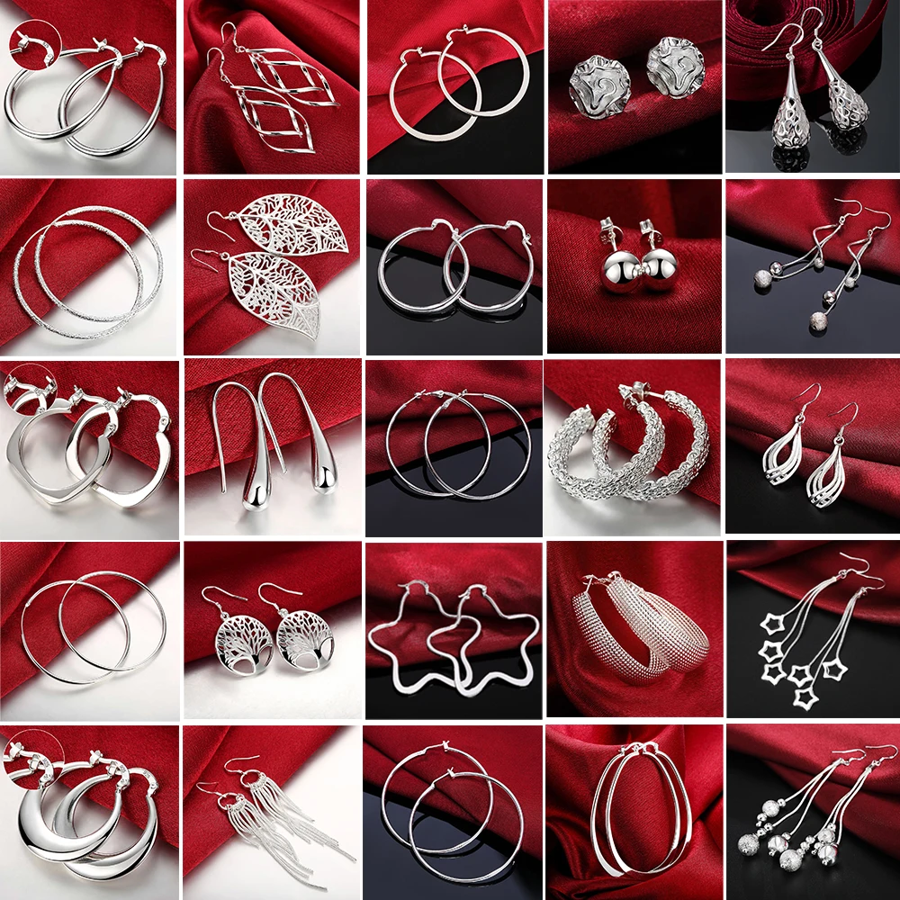 Pendientes de plata de ley 925 de alta calidad, pendientes de aro circulares simples para mujer, joyería con dijes de compromiso de boda a la moda