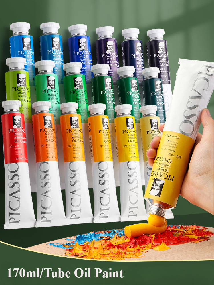 Pintura al óleo de tubos grandes de 170ml, no tóxica, excelente fuerza de teñido, mezclable para pintura en lienzo, artistas principiantes, suministros de arte DIY