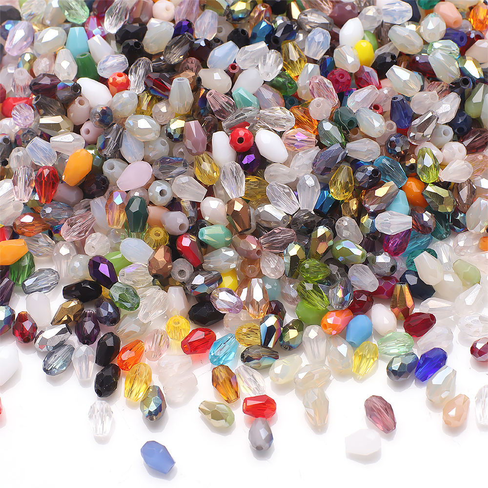 3 x5mm 4 x6mm ciondolo a goccia di cristallo artigianato misto a goccia di vetro perline allentate per gioielli fai da te che fanno accessori all'ingrosso