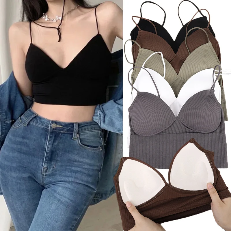 Sutiã Push Up sem costura com almofadas no peito para mulheres, tops de tubo para senhoras, colete de colheita, camisola sexy, roupa íntima elástica, Bralette, 1 pc