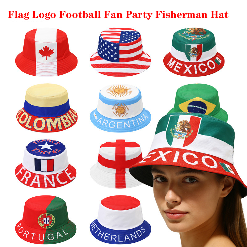 Cappello da Pescatore con Bandiera Nazionale 2026 per Uomo e Donna, Cappello Reversibile da Sole per Tifosi di Calcio, Cappello da Festa per Coppa di Calcio