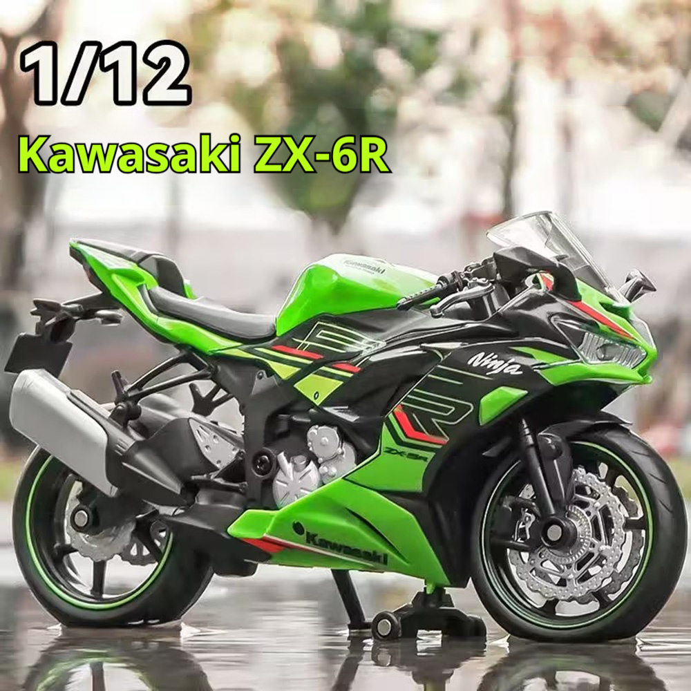 1:12 Kawasaki NIJIA ZX-6R Motorrad Legierung Modell Autos Spielzeug Gummi Reifen Rad Stoßdämpfer Fahrzeug für Kinder Festival Geschenk