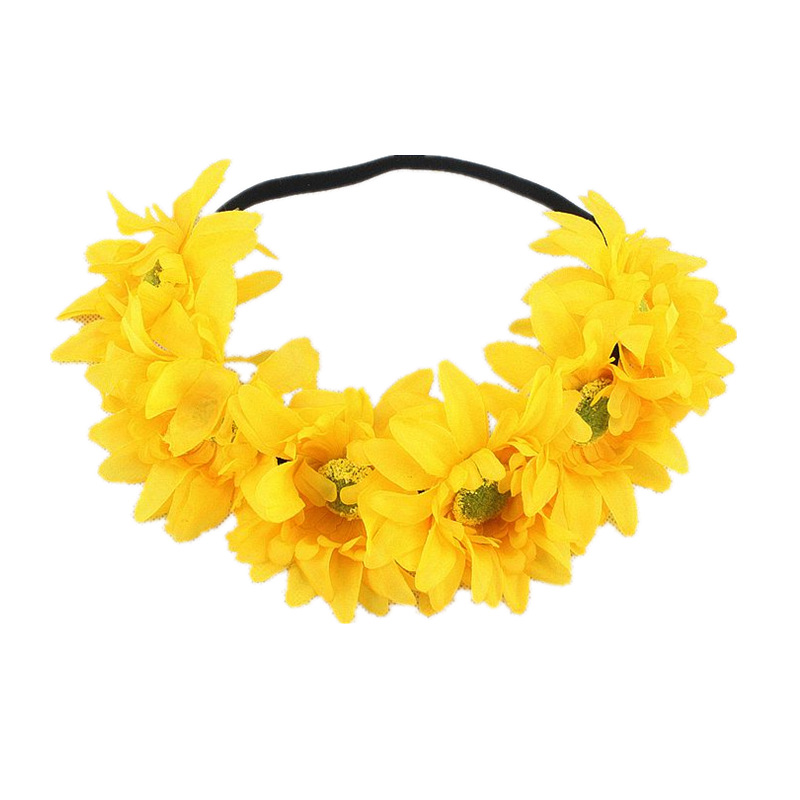 Coroa de girassol Boho coroa Tiara de girassol Flor Acessório de cabelo (amarelo)