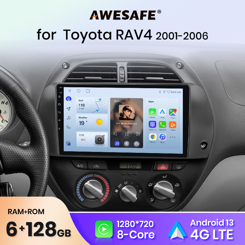 AWESAFE PX9 Plus Radio samochodowe do Toyota RAV4 2001-2006 bezprzewodowe CarPlay Android Auto inteligentne systemy samochodowe nr 2 din 2din DVD