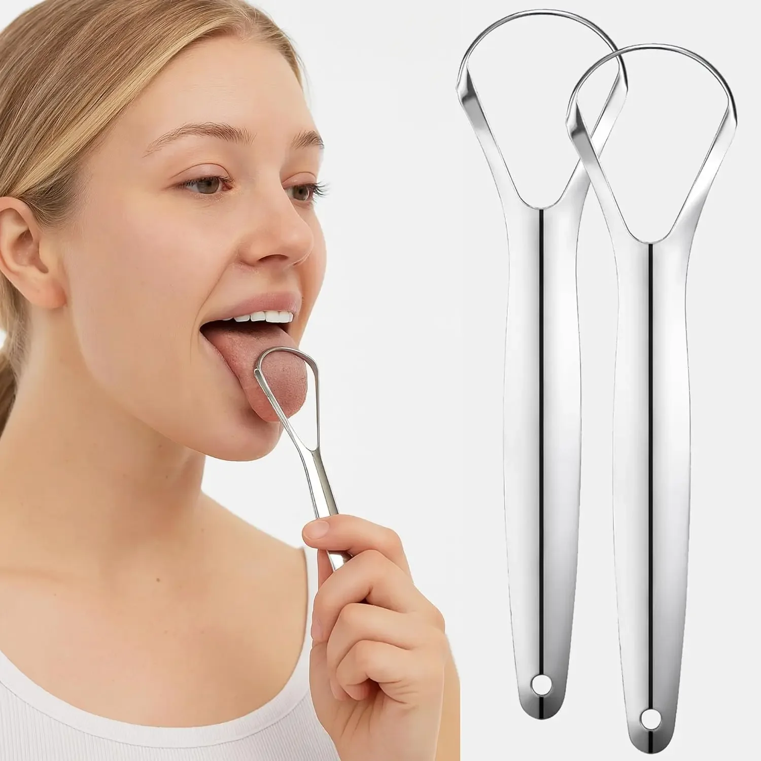 Stainless Steel Tongue Scraper Portable Oral Hygiene Tool Easy To Clean Household Daily Mouth Care Accessory