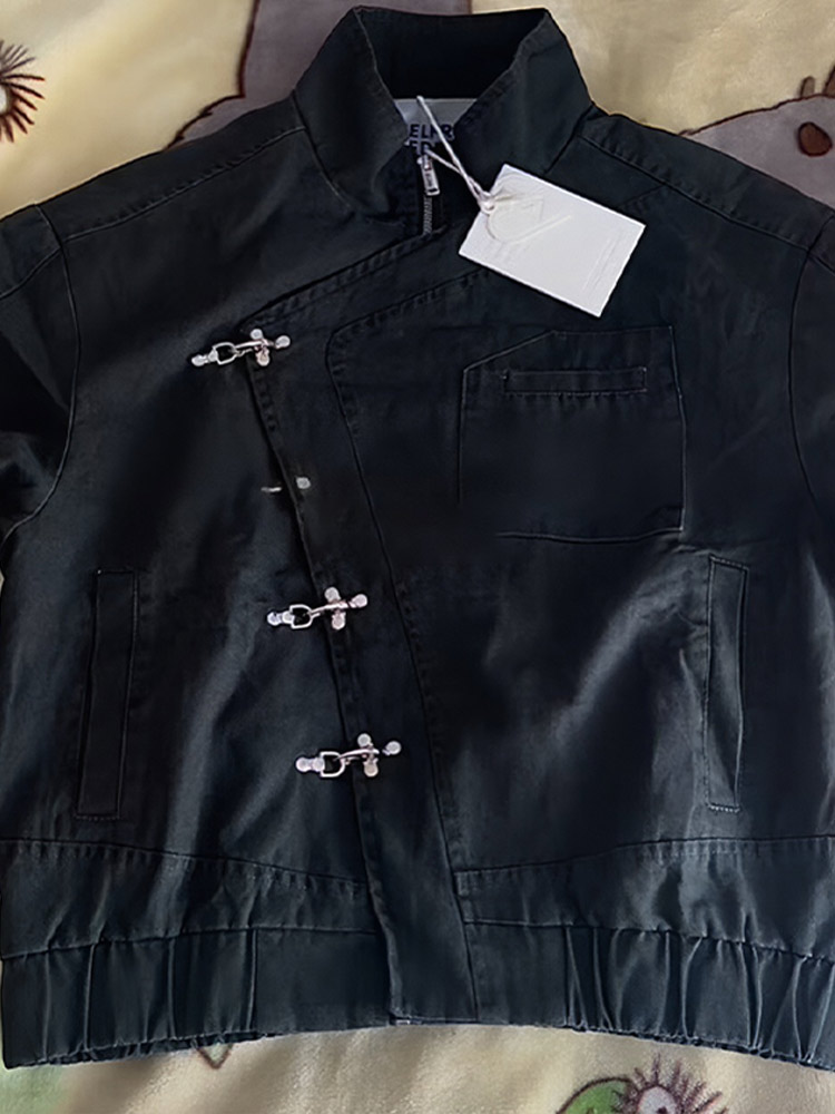 Dames Trendy Elegant Exquise Brede Schouderjas Vrouwelijke Cropped Slim Fit Uitloper Herfst Feest Kantoor Metalen Botton Uitloper