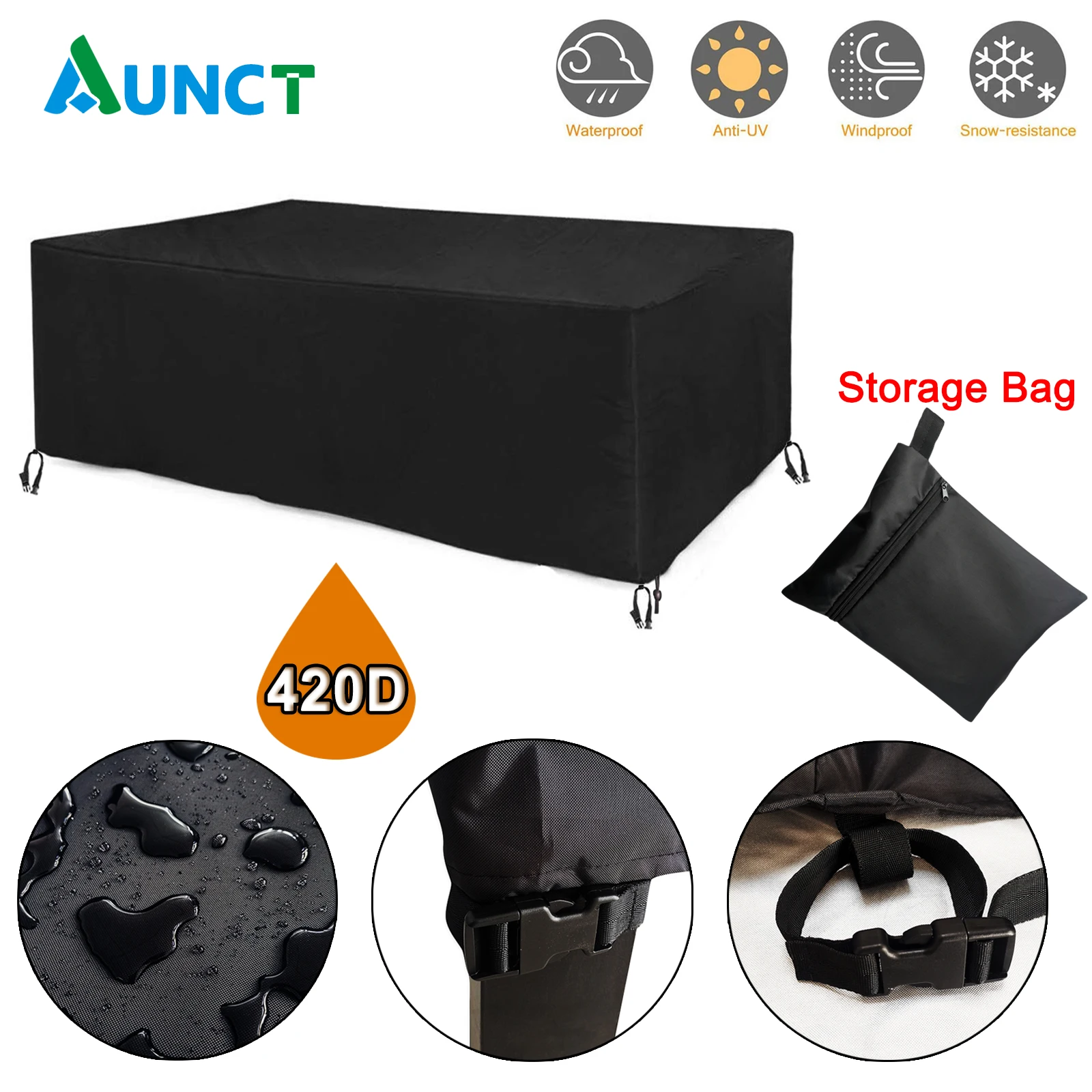 Robuste wasserdichte Abdeckung für Terrassenmöbel, rechteckig, für Garten, Regen, Schnee, Outdoor-Abdeckung für Sofa, Tisch, Stuhl, winddicht, UV-beständig