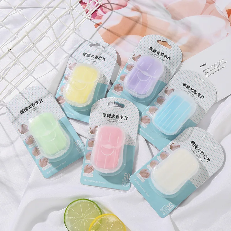 50/100pcs ทําความสะอาดสบู่ Scented Slice ซักผ้า Bath Travel Scented Foaming แบบพกพาสบู่ล้างมือกระดาษ Body Cleanser เครื่องมือ