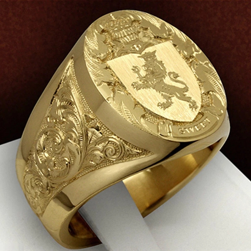 Anillos de moda clásica para hombres, corona, insignia de León, escudo, anillo de aleación, joyería fina para boda, fiesta, regalo de cumpleaños, accesorios al por mayor, 2023