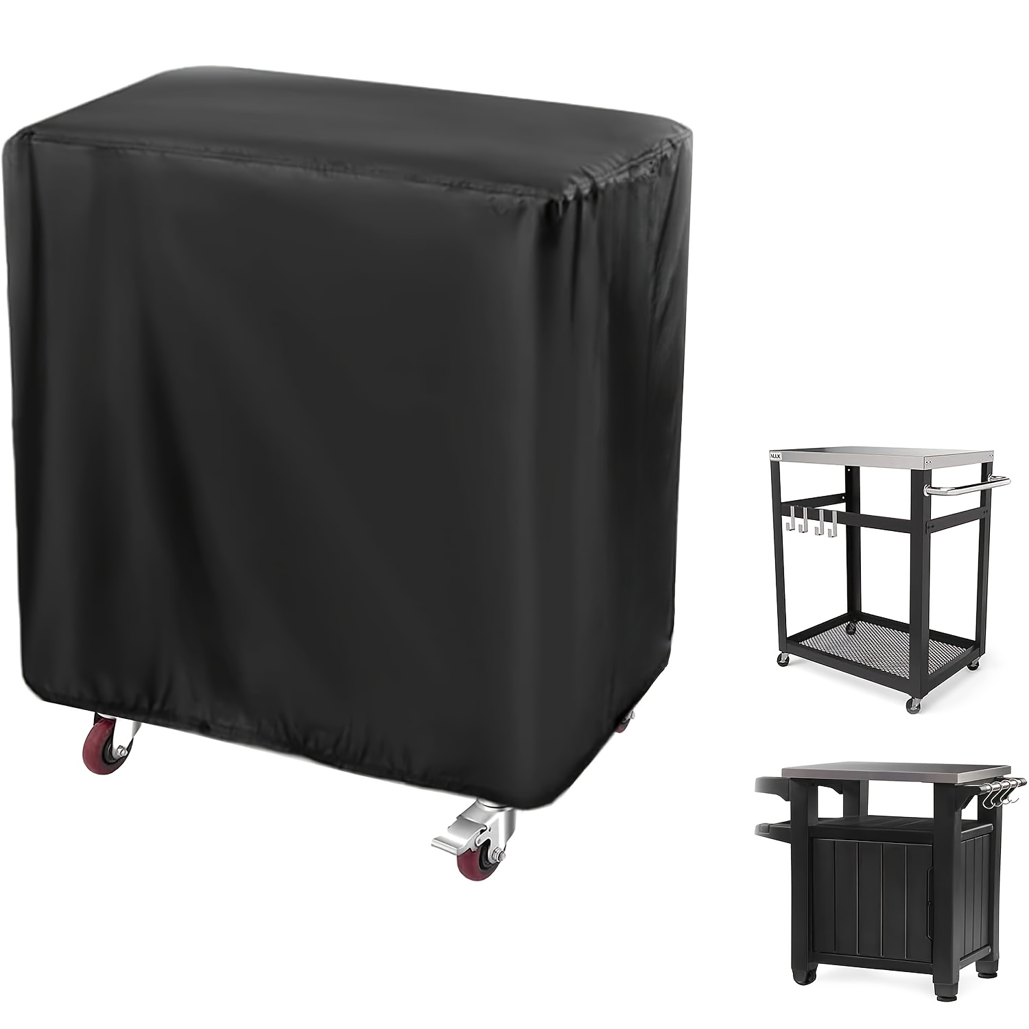 Zwarte Prep Tafelkleed, Outdoor Bartafel Roestvrijstalen Tafelkleed Draagbare Koelwagen Cover Patio Opbergkast Cover