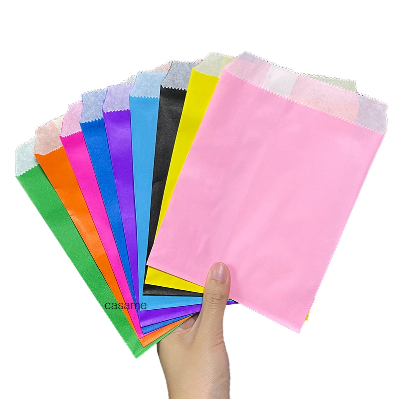 50/100 sztuk/kolor prezent torba papierowa Kraft cukierki chleb przekąska torba bezpieczeństwa żywności urodziny prezent ślubny torba do pakowania prezentów opakowanie dla gości