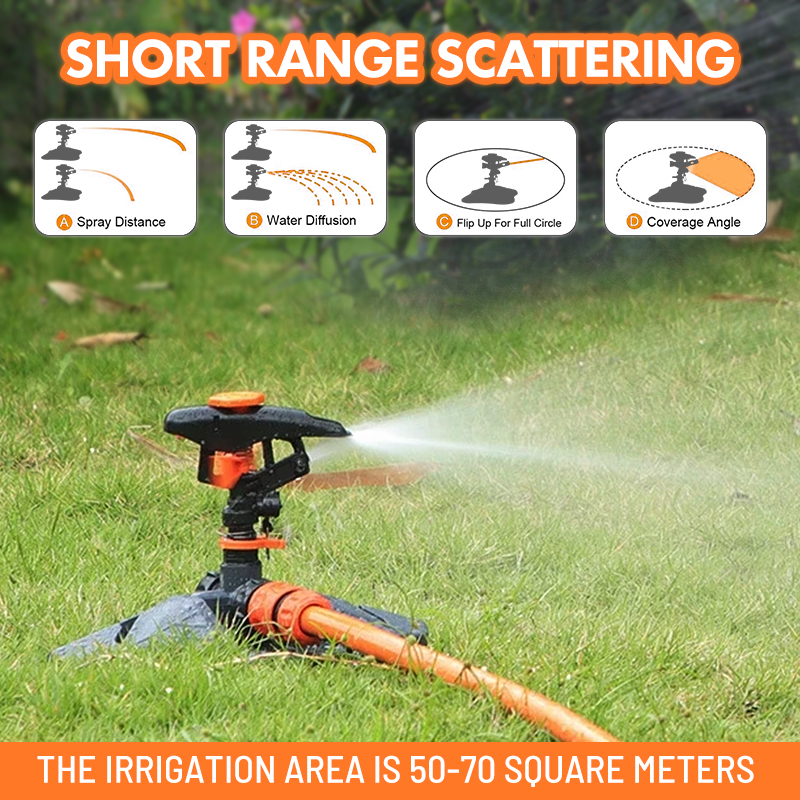 Aspersores de césped automáticos para riego de jardín 360 °   Sistema de riego por riego por rotación con boquilla para plantas de césped para granja y patio al aire libre