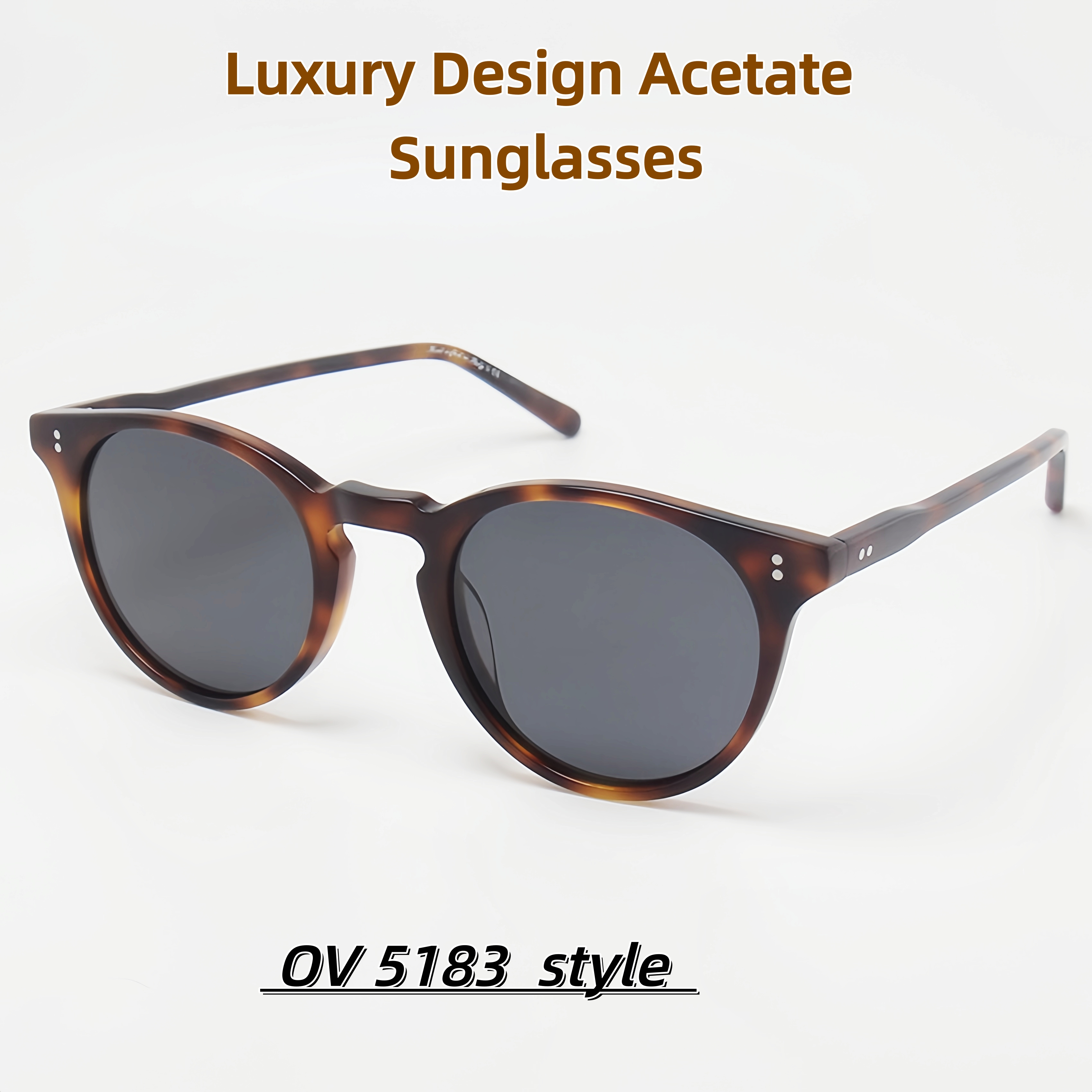 Lunettes de soleil polarisées style OV5183, lunettes de luxe rétro en acétate style Oliver, lunettes de protection UV pour hommes et femmes pour la conduite en extérieur