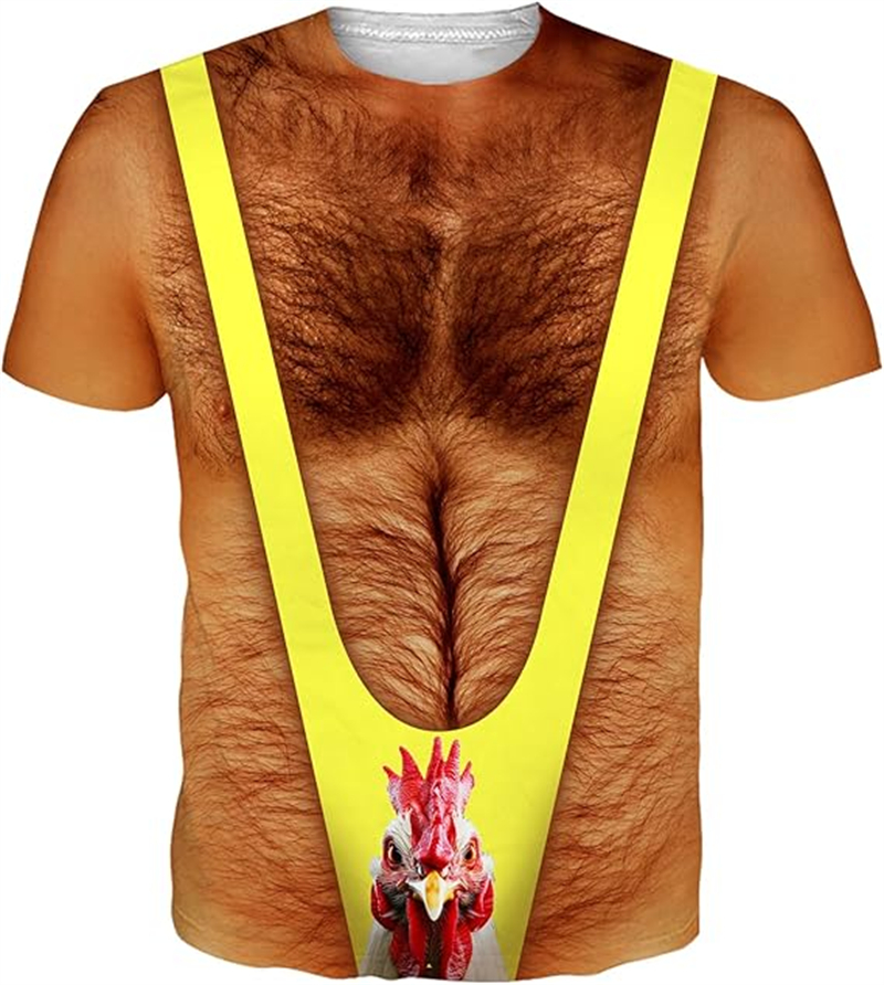 Funny muscular man pattern spoof 3D print  sport Quick-dry Breatha men's T-shirt outdoor street role-playing summer short-sleeve