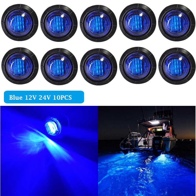 10PCS DC 12V 24V Marine Boat Transom LED Stern Light Cold White LED Tail Lamp Yacht Accessory Blue  White Red Green